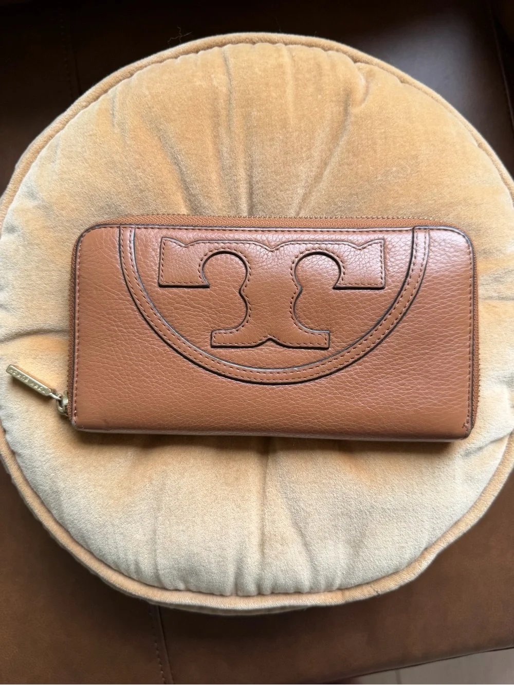 Tory Burch Tan Leather Zip Wallet
